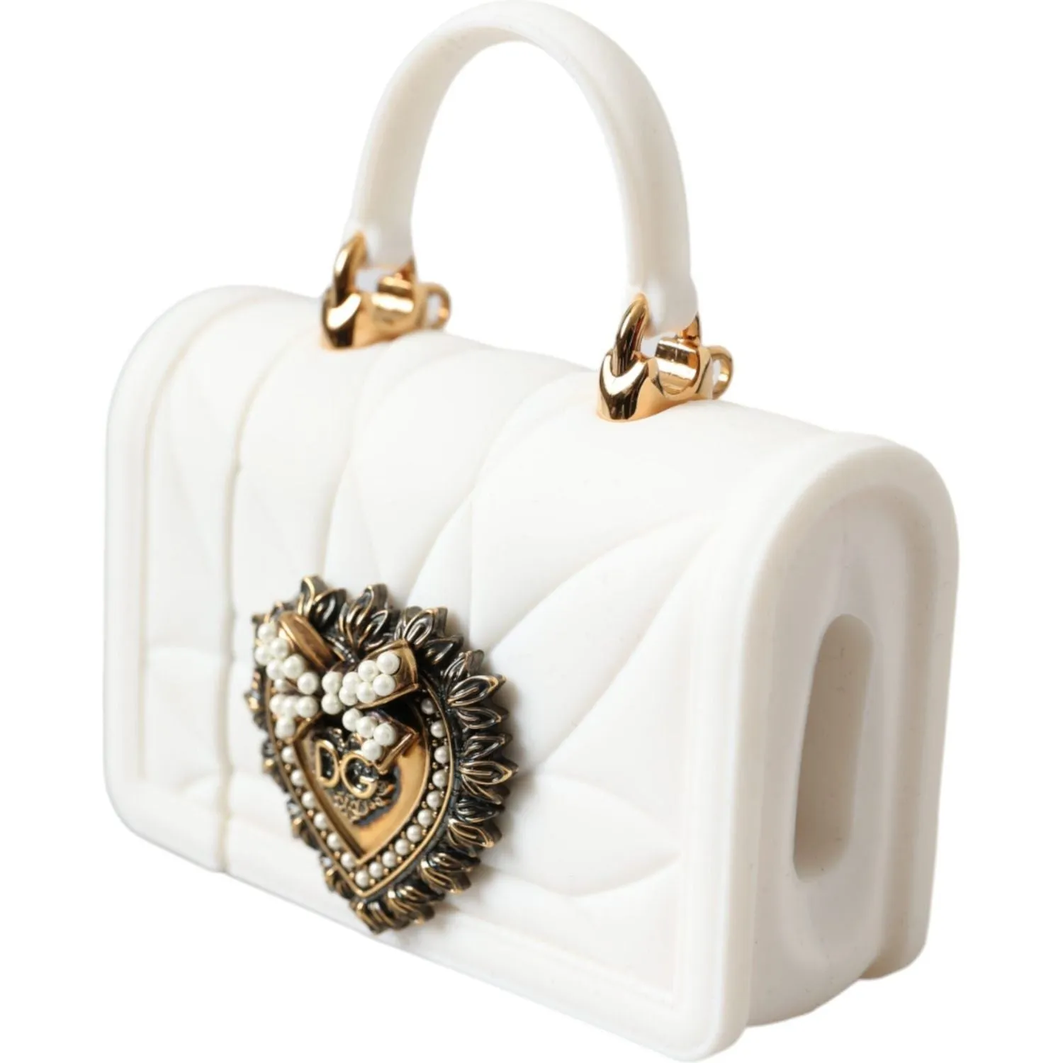 Dolce & Gabbana White Silicone Devotion Heart Cover Hand Bag Airpod Case