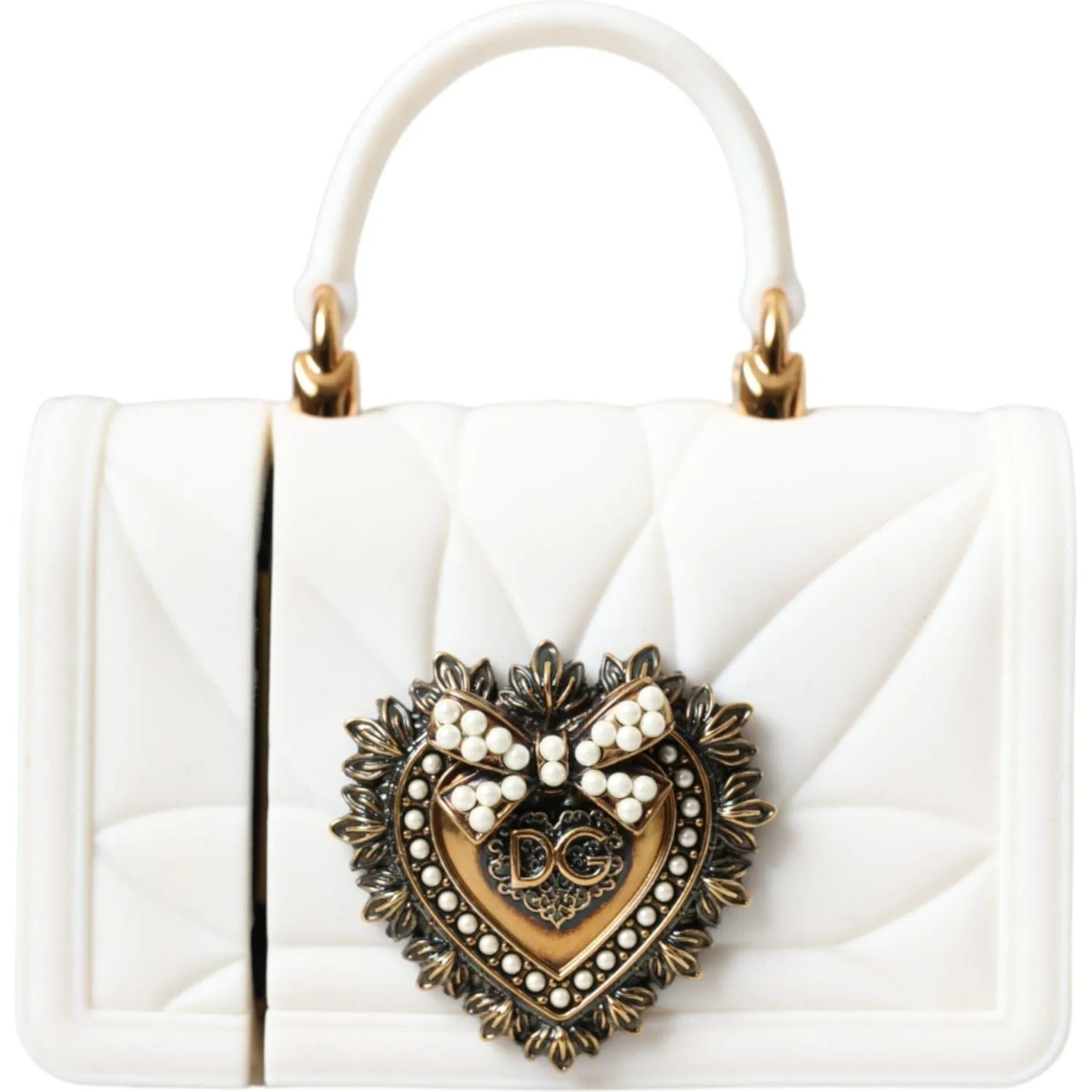 Dolce & Gabbana White Silicone Devotion Heart Cover Hand Bag Airpod Case