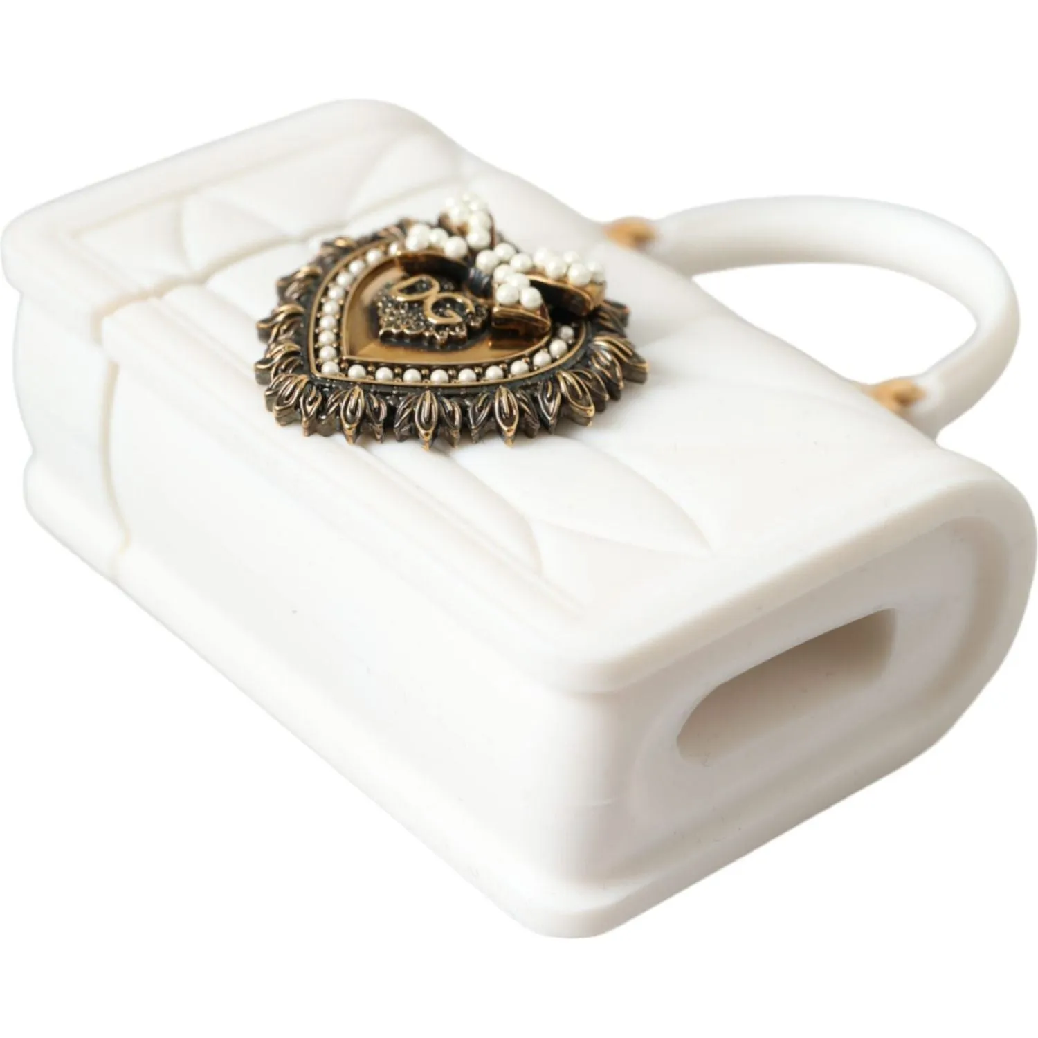 Dolce & Gabbana White Silicone Devotion Heart Cover Hand Bag Airpod Case