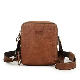 Elegant Crazy Horse Leather Men's Rugged Crossbody Bag