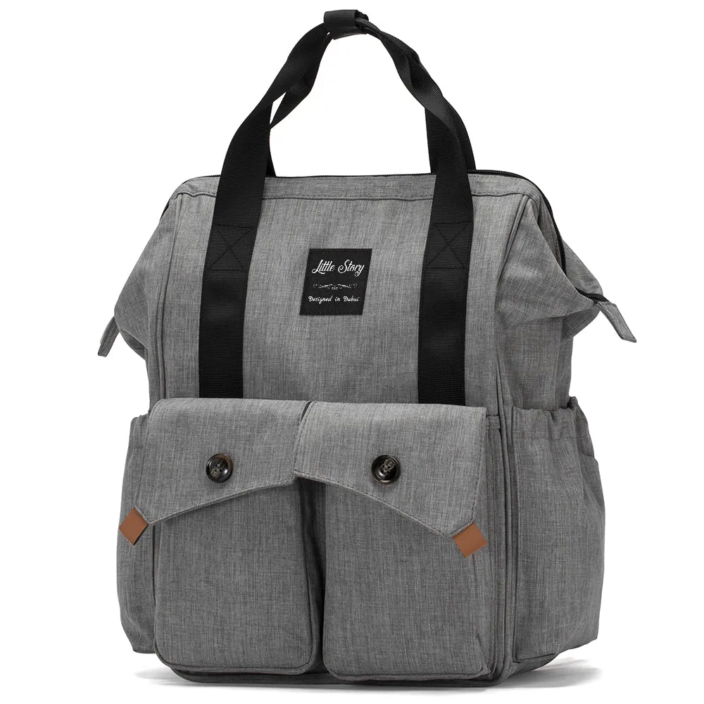 Elite Diaper Bag with Stroller Hooks & Changing mat - Grey