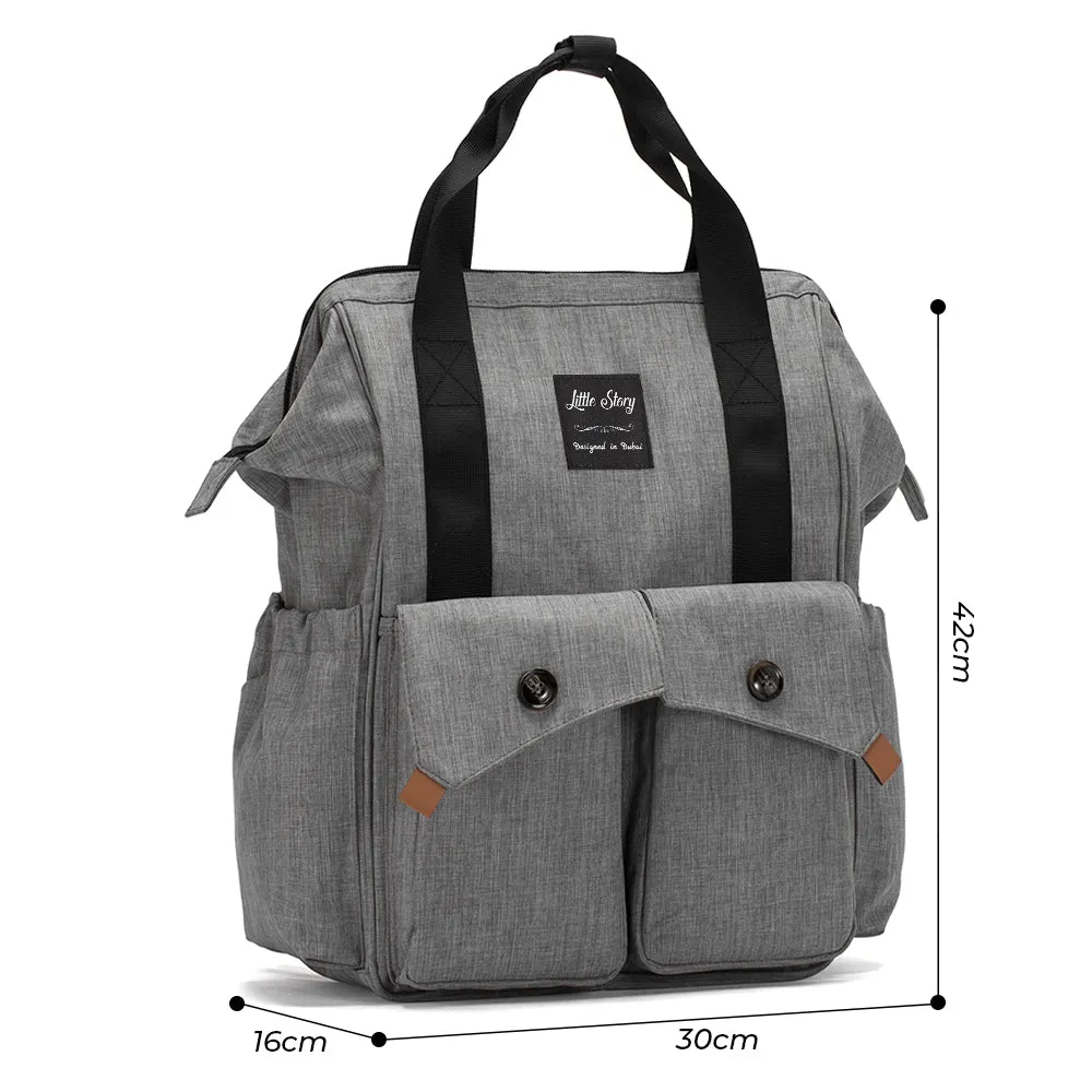 Elite Diaper Bag with Stroller Hooks & Changing mat - Grey