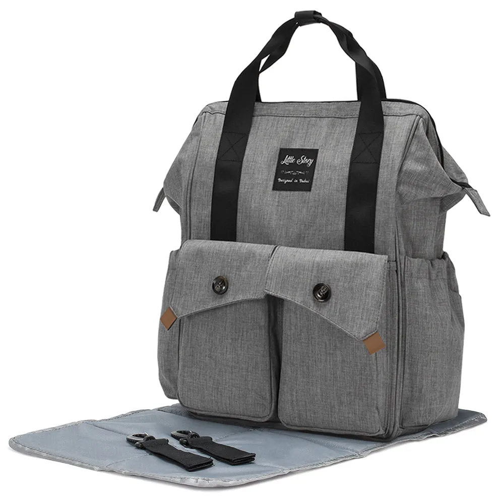 Elite Diaper Bag with Stroller Hooks & Changing mat - Grey