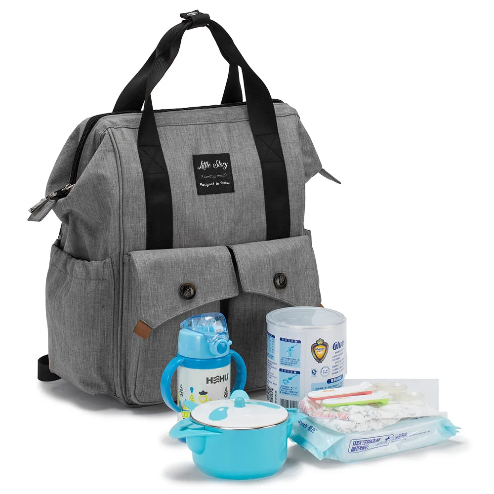 Elite Diaper Bag with Stroller Hooks & Changing mat - Grey