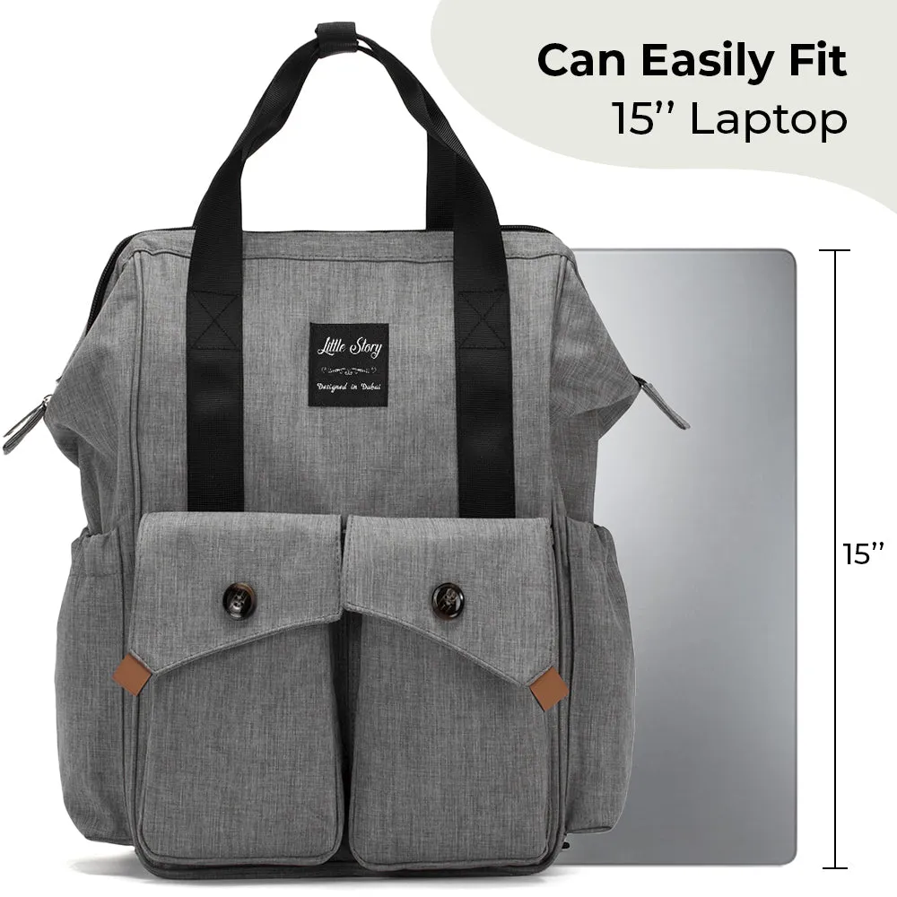 Elite Diaper Bag with Stroller Hooks & Changing mat - Grey