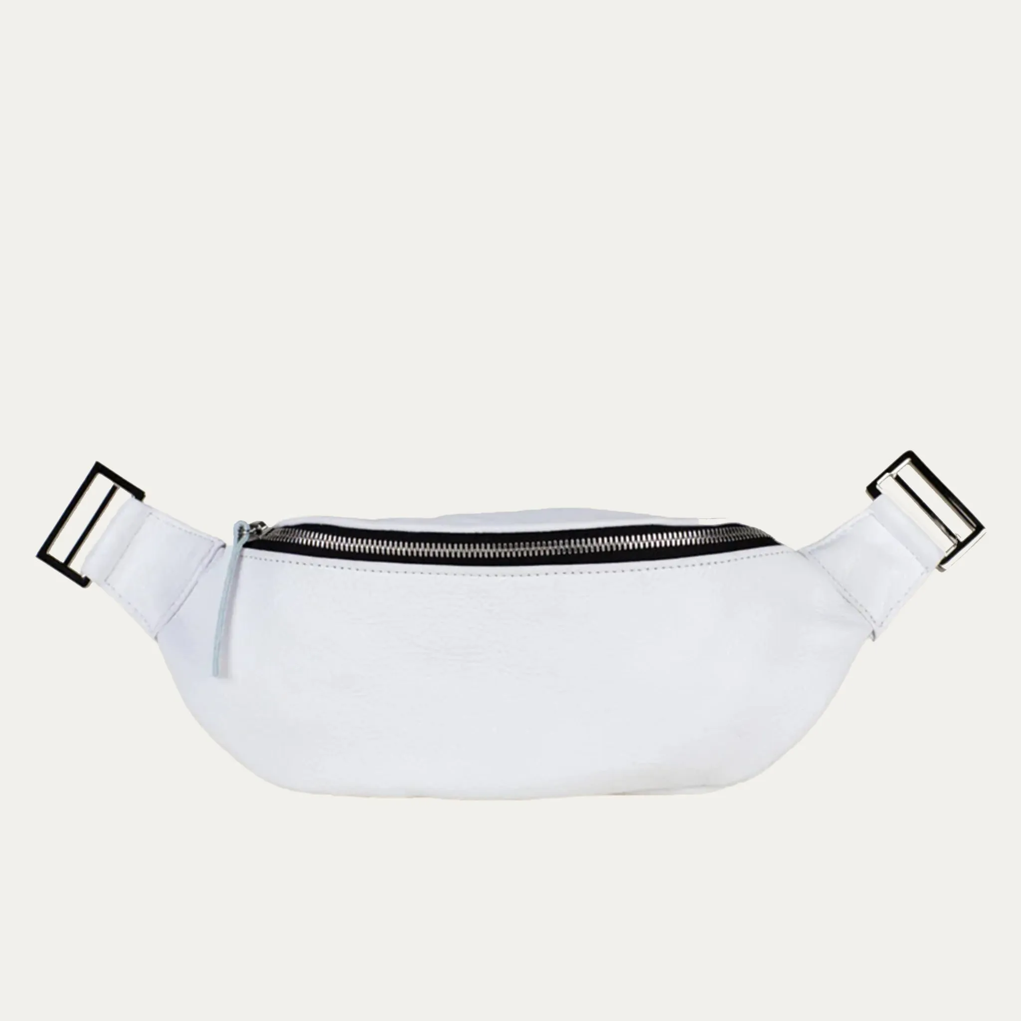 Fanny Pack   Crossbody Bag | White Leather   Silver Hardware