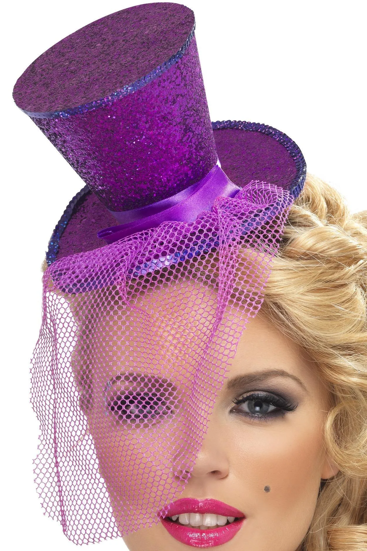 Fever Mini Top Hat on Headband, Purple