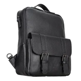 Hazel Leather Backpack, Pebble Black