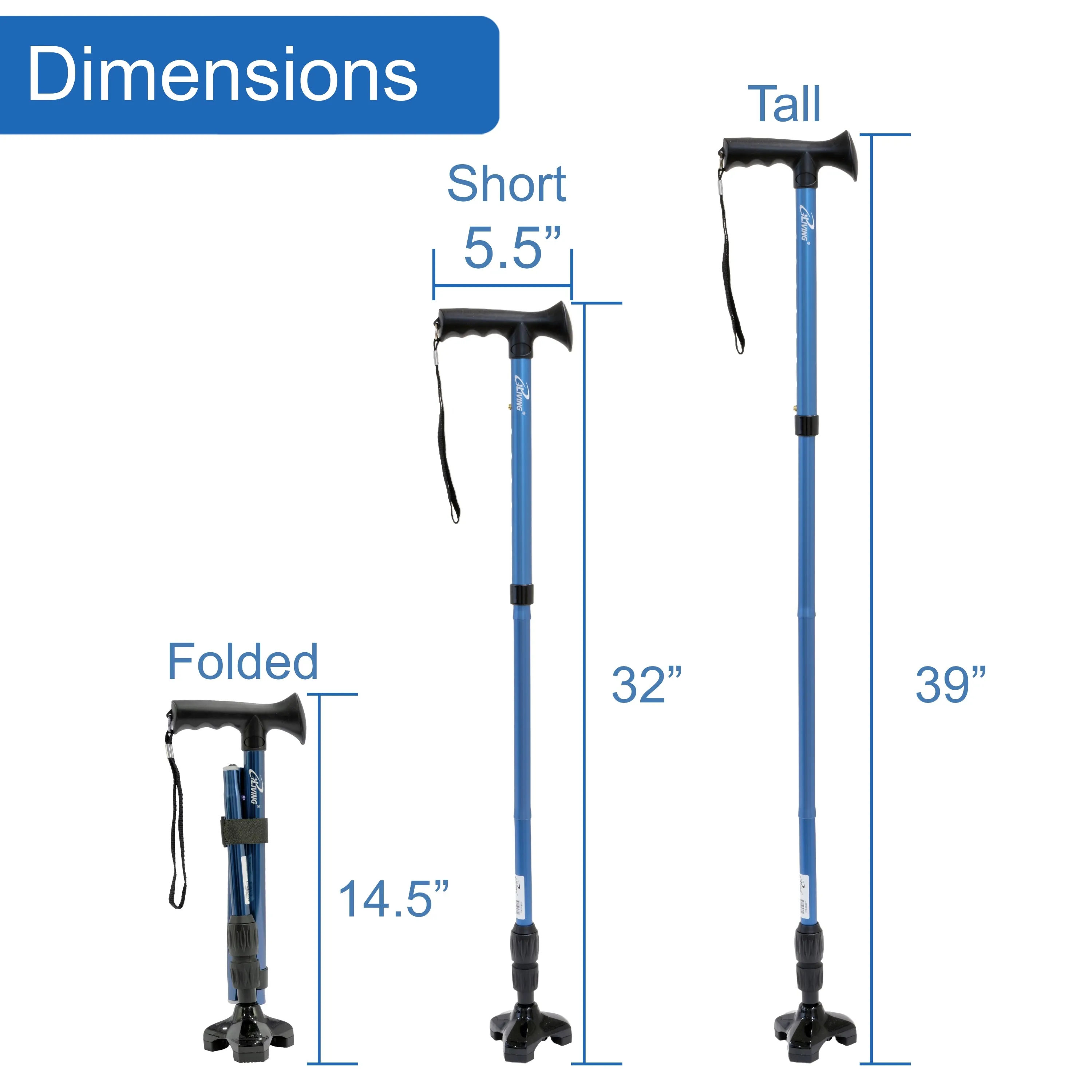 iLiving Walking Cane for Men and Women Foldable, Adjustable, and Free-Standing with Pivot Tip, Heavy-duty design support up to 300 Pounds