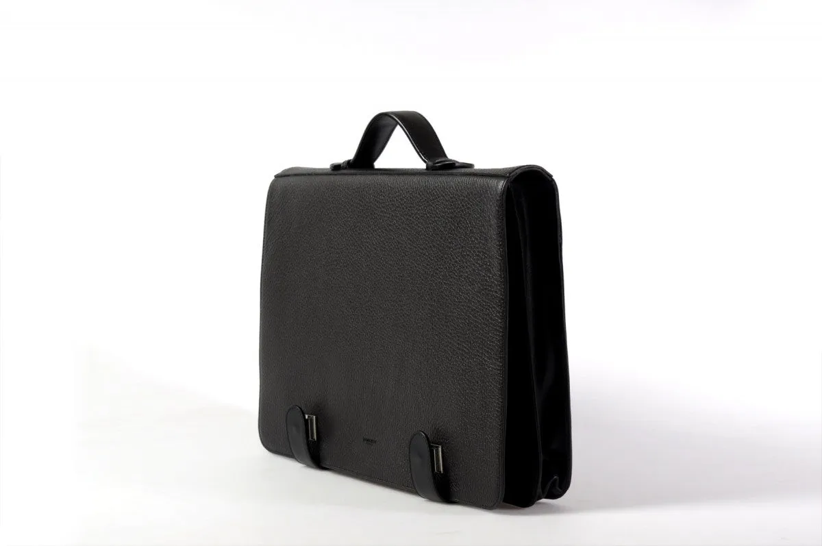 Leather Briefcase - Soft Leather Conference Case - Onyx Pebble