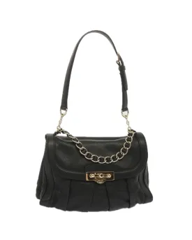 Leather Chain Hand Bag in Black