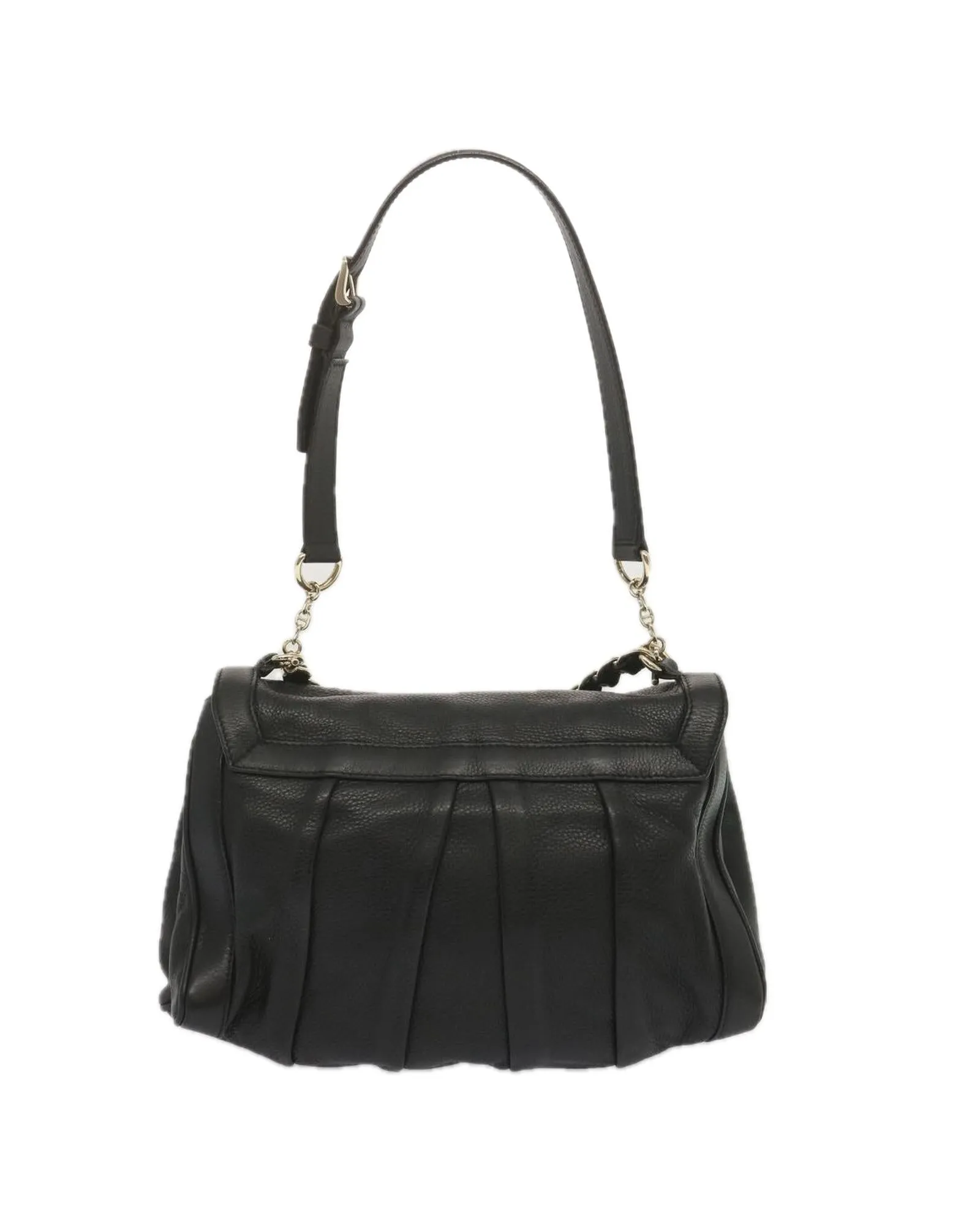 Leather Chain Hand Bag in Black