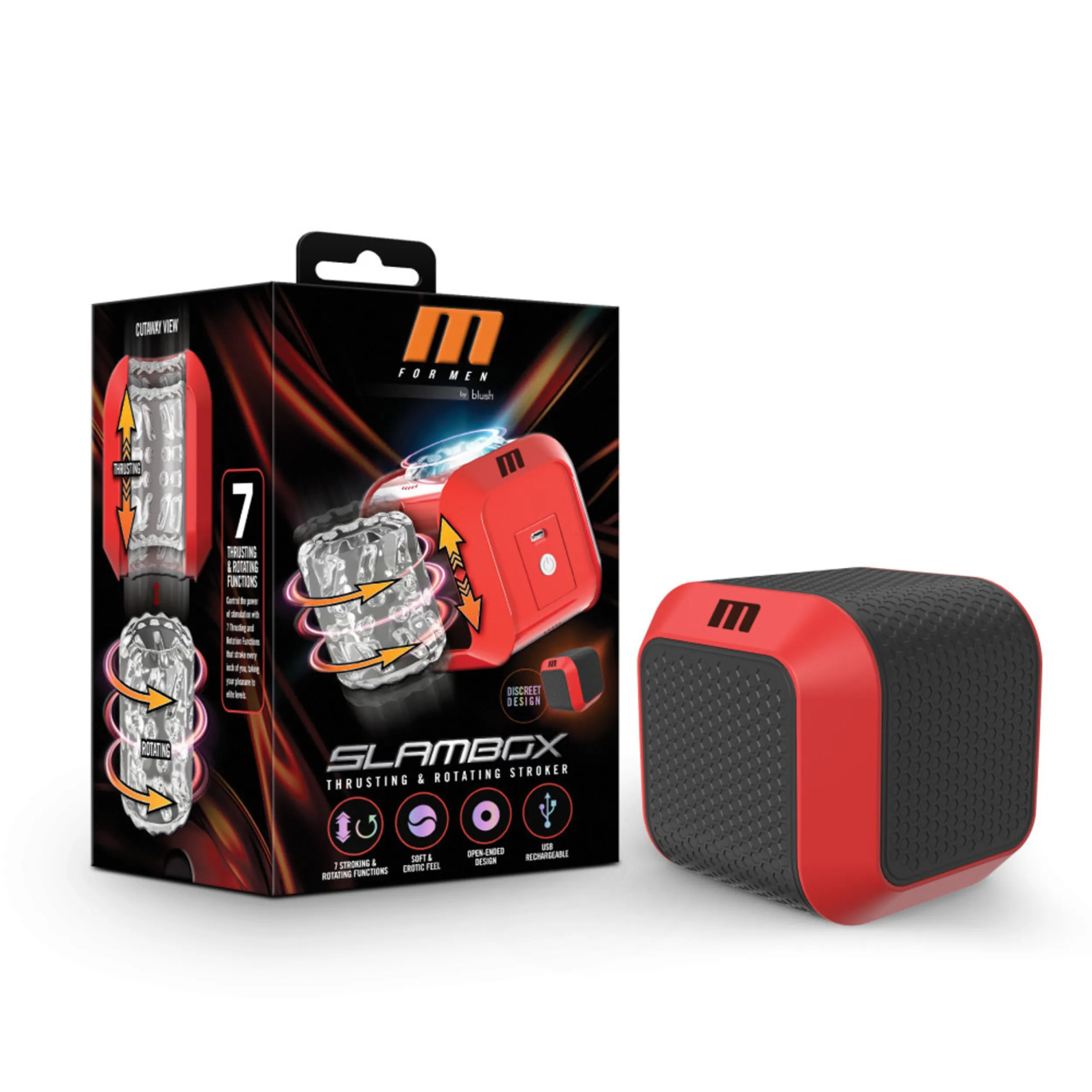 M for Men SlamBox Rechargeable Masturbator - Red