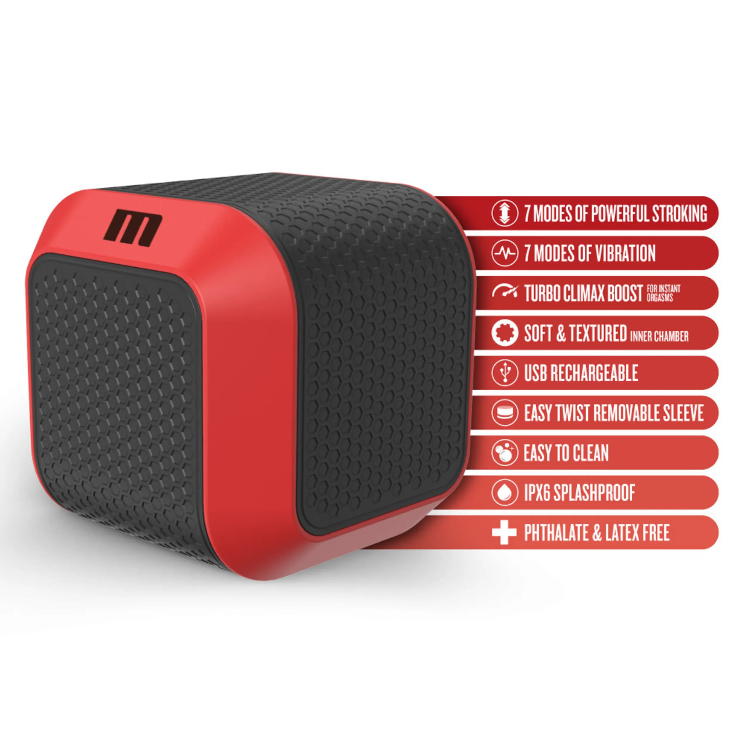 M for Men SlamBox Rechargeable Masturbator - Red