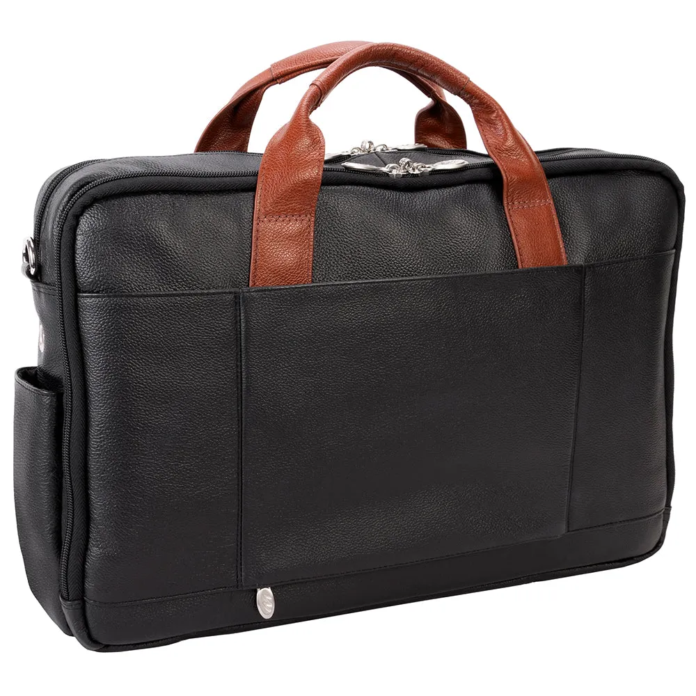 McKlein 17" Leather Two-Tone Dual-Compartment Laptop Briefcase