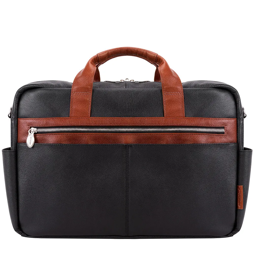 McKlein 17" Leather Two-Tone Dual-Compartment Laptop Briefcase