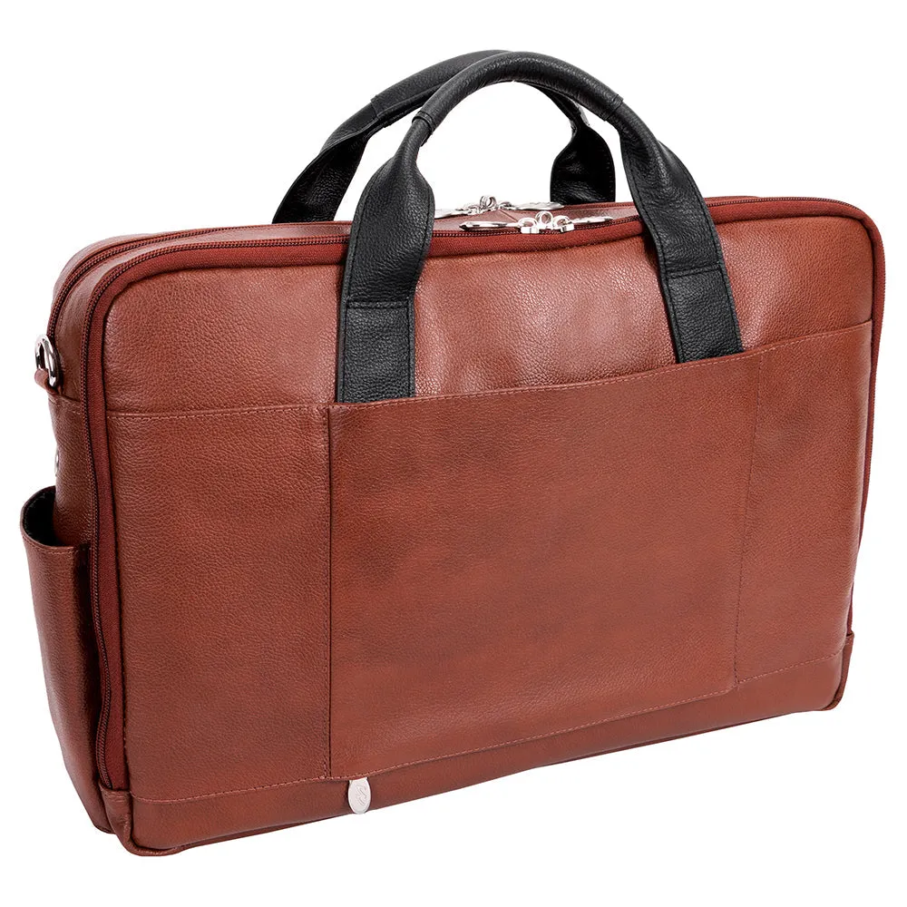 McKlein 17" Leather Two-Tone Dual-Compartment Laptop Briefcase