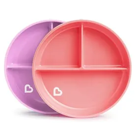 Munchkin Stay Put Divided Suction Plates, Pink/Purple