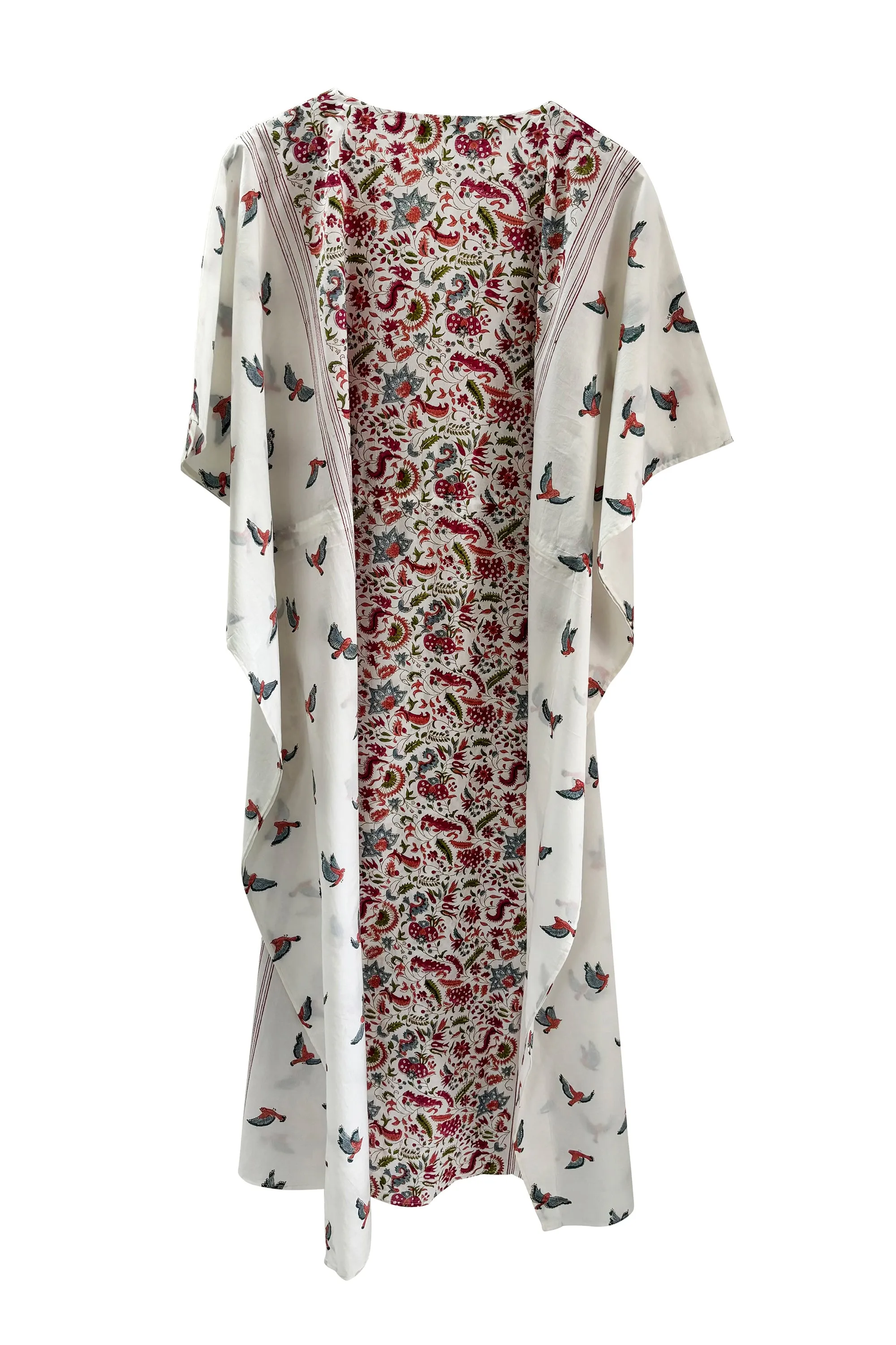 NEW! Cotton Kaftan Long Bird Red