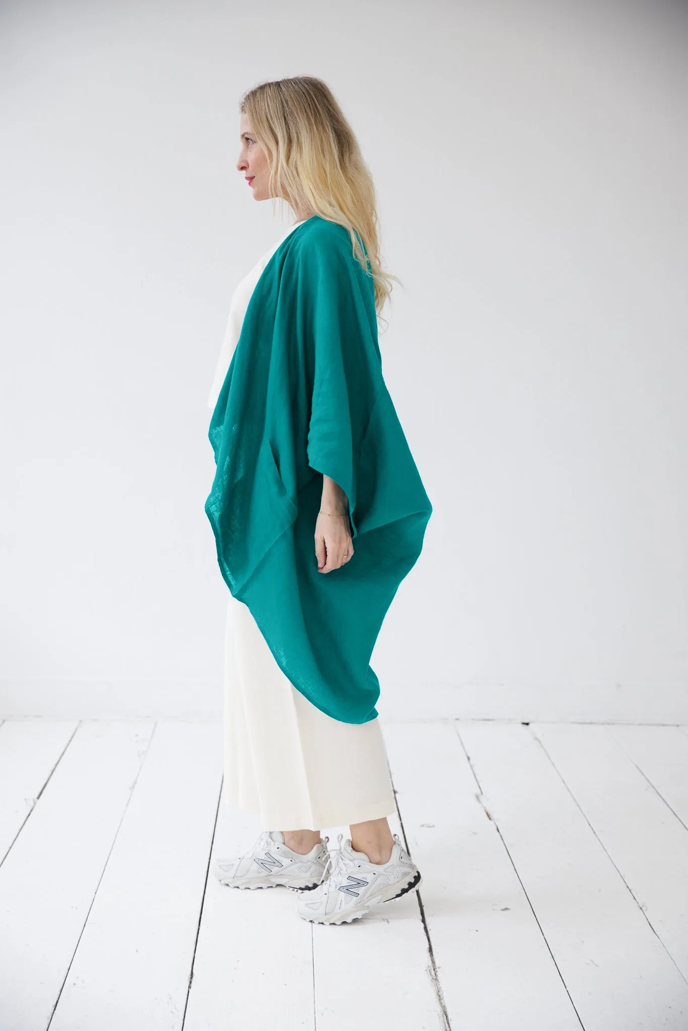 NEW! LINEN Kimono Viridian Green