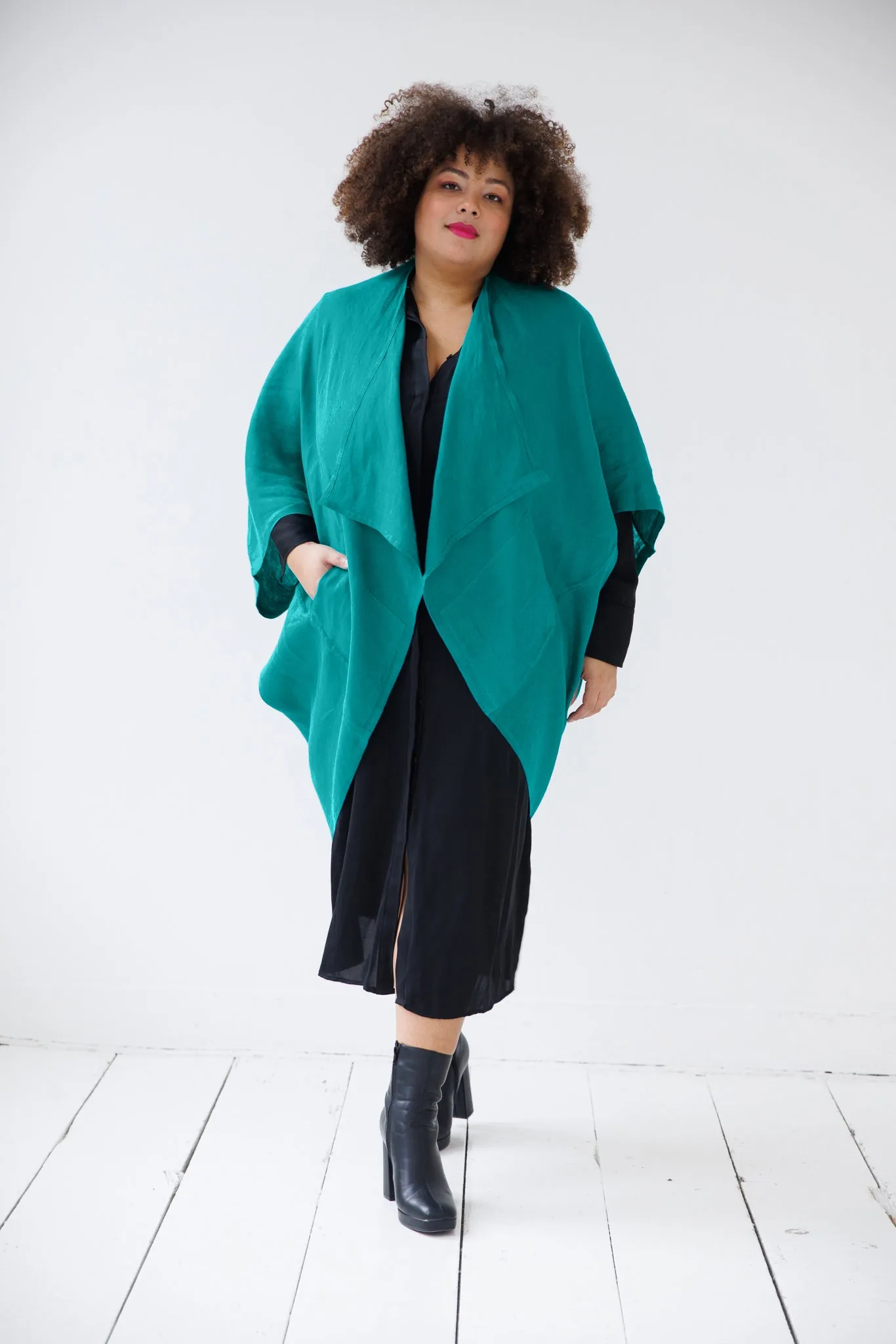 NEW! LINEN Kimono Viridian Green