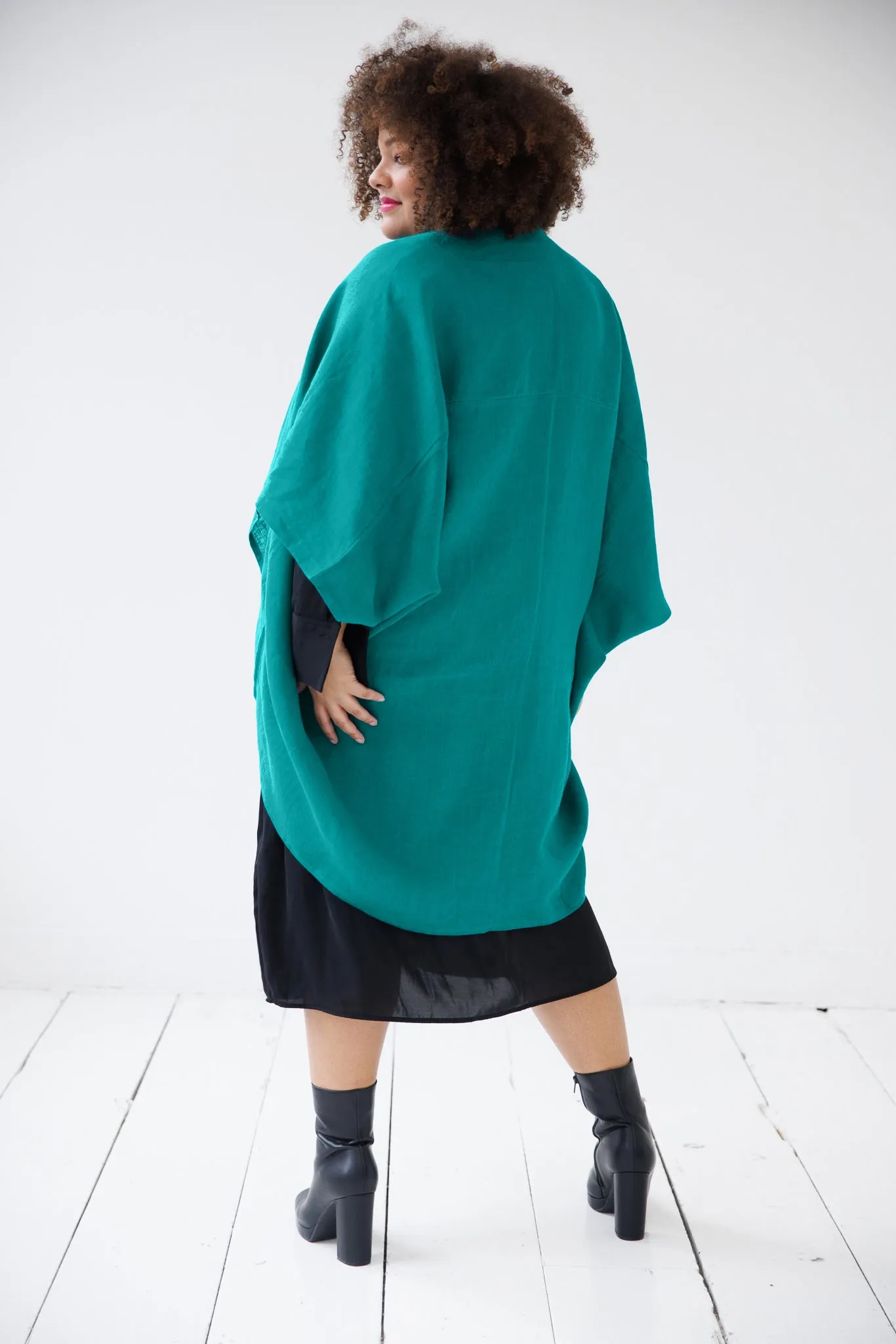 NEW! LINEN Kimono Viridian Green