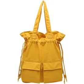 New outfit Design Double Front Pockets Simple Drawstring yellow Backpacks