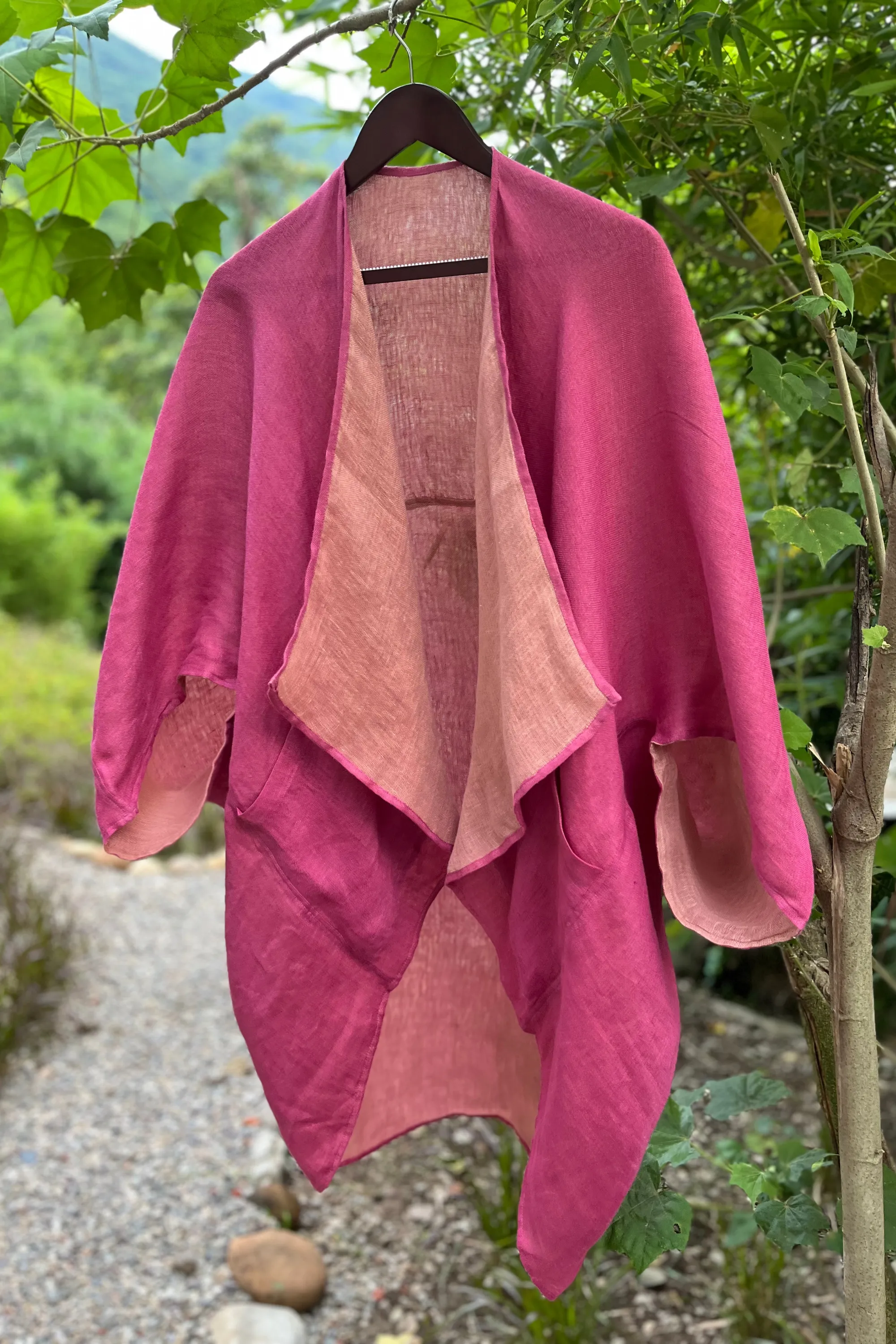 NEW! Reversible LINEN Kimono Desert Rose PETITE