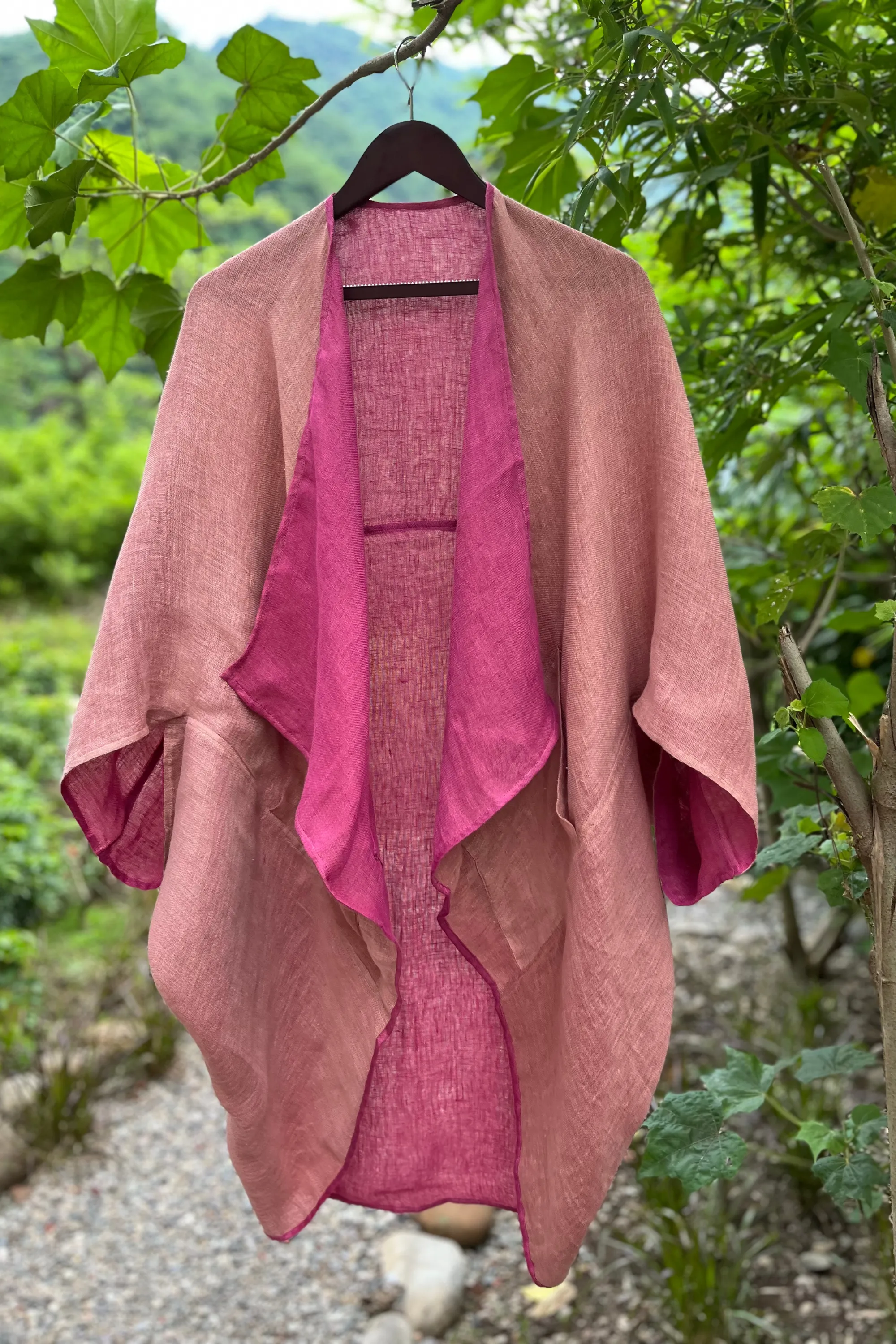 NEW! Reversible LINEN Kimono Desert Rose PETITE