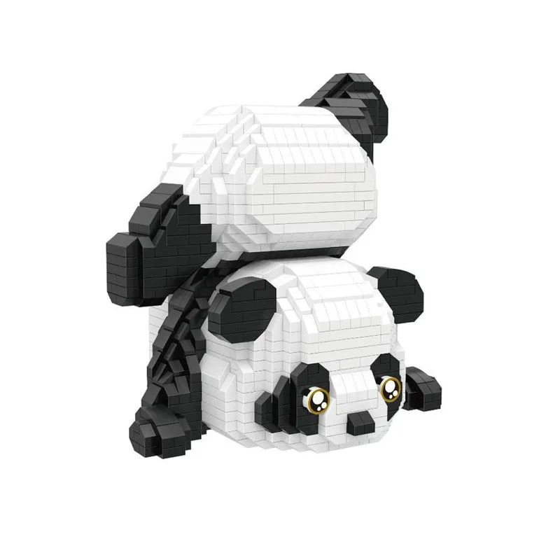 Panda Micro Building Blocks Creative DIY 3D Animal Model Naughty Panda Mini Brick Figure Toys Table Decor For Kids Birthday Gift