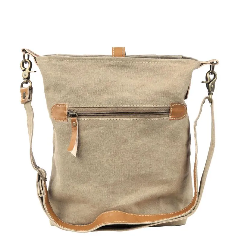 Plain Canvas Leather Buckle Crossbody Bag