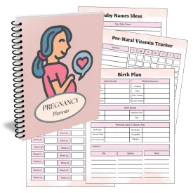 Premium 40-Week Pregnancy Planner PLR - Canva Template Included