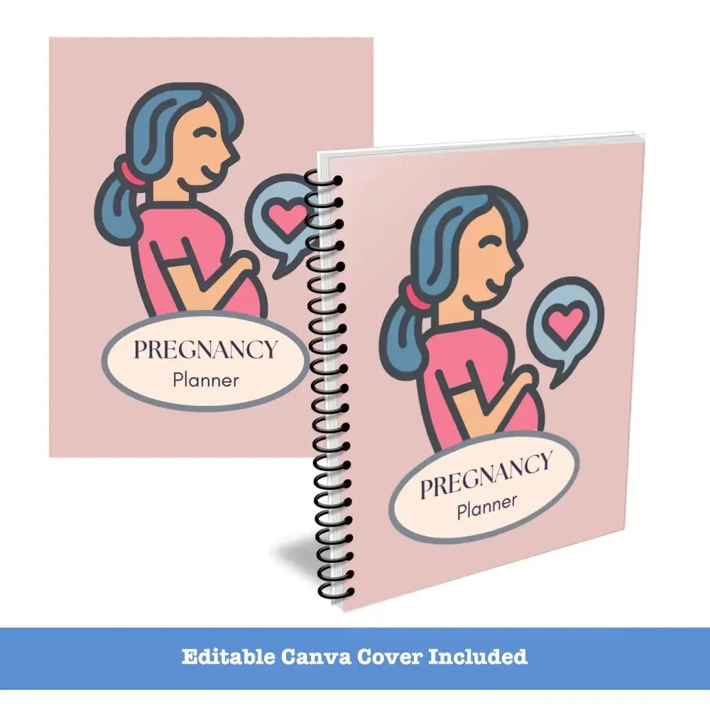 Premium 40-Week Pregnancy Planner PLR - Canva Template Included