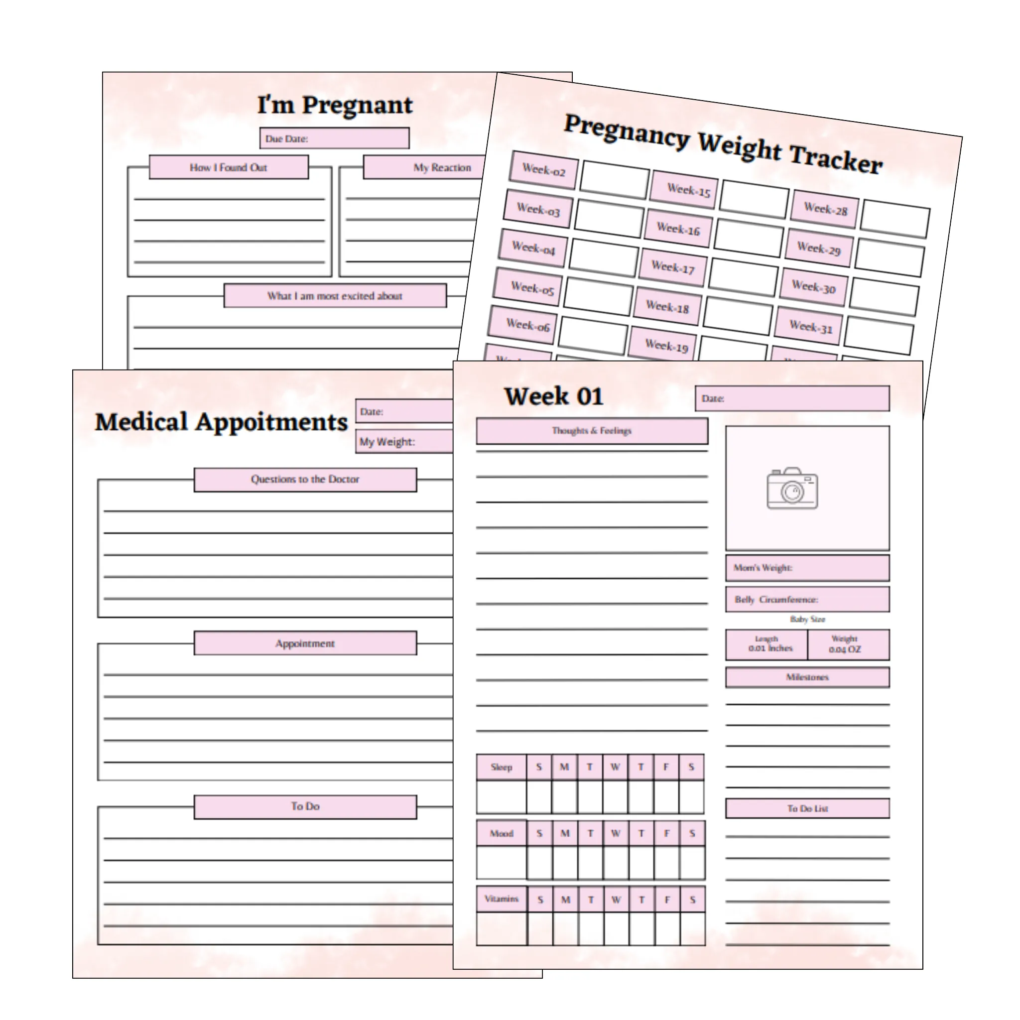 Premium 40-Week Pregnancy Planner PLR - Canva Template Included