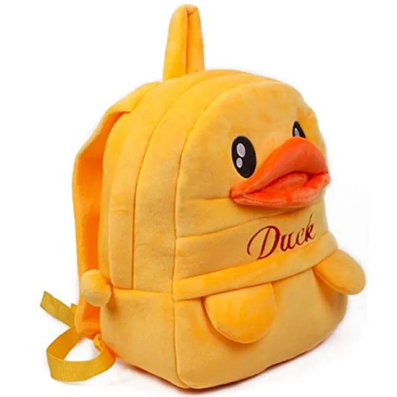 Premium Quality Soft Design Yellow Duck Shape School Bag for Kids - 14 Inches