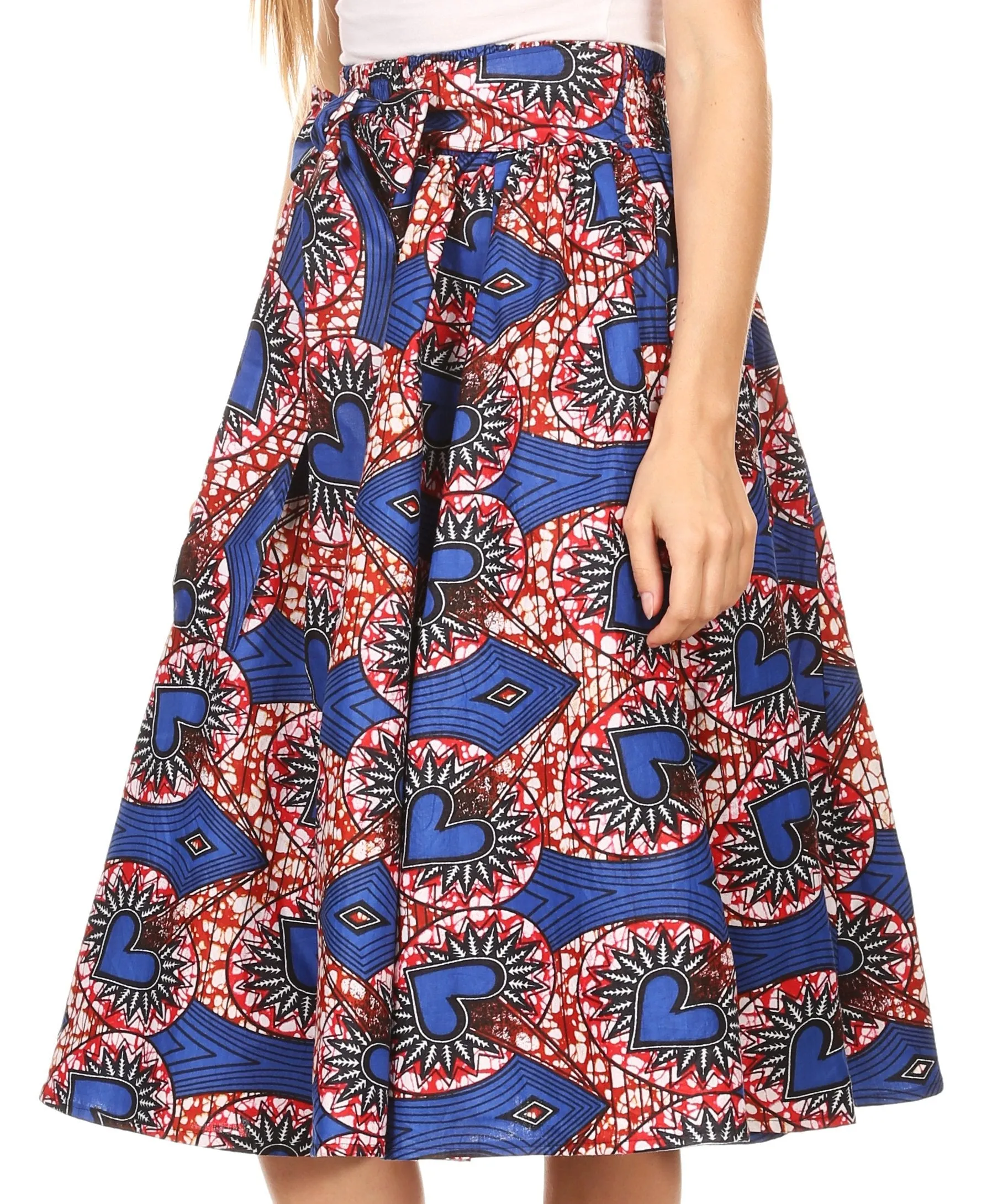 Sakkas Adisa Ankara African Wax Print Culotte Pants Colorful with Elastic Waist