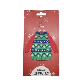 Silicone Holiday Luggage Tag Stripe Ugly Christmas Sweater