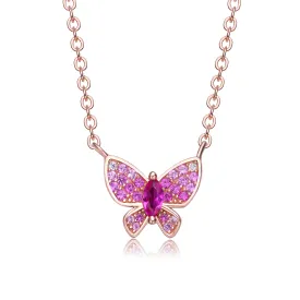 Sylvie Pink Butterfly Pendant Layering Necklace