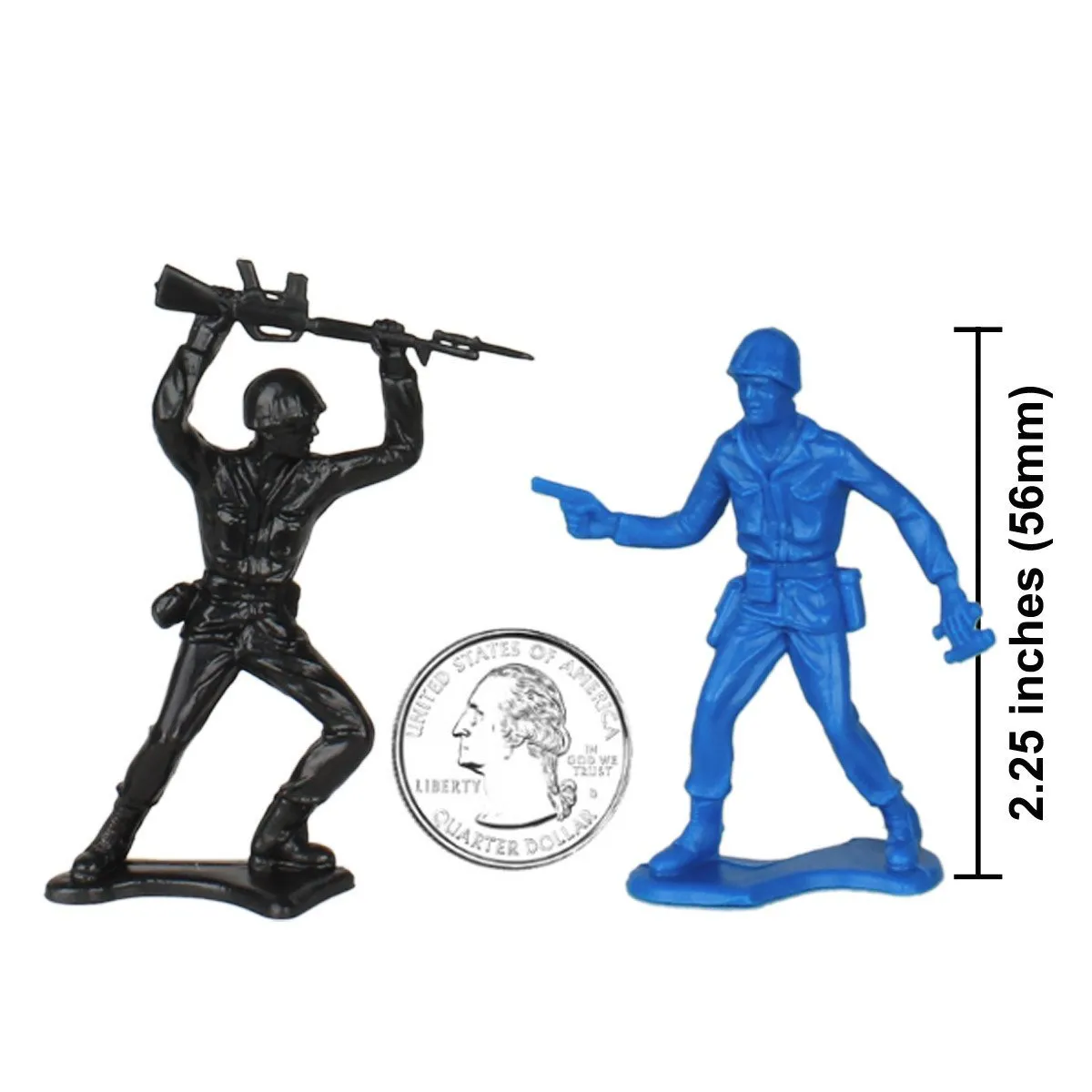 TimMee PLASTIC ARMY MEN - Black vs Blue 96pc Soldier Figures - Made in USA