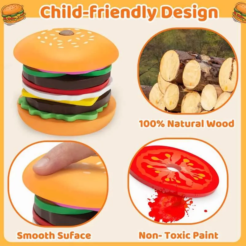 Wooden Burger Stacking Toys