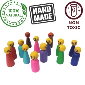 Wooden Peg Dolls 14 PCS Toy for Kids Vegetable Colored safe ( EMOTIONS )