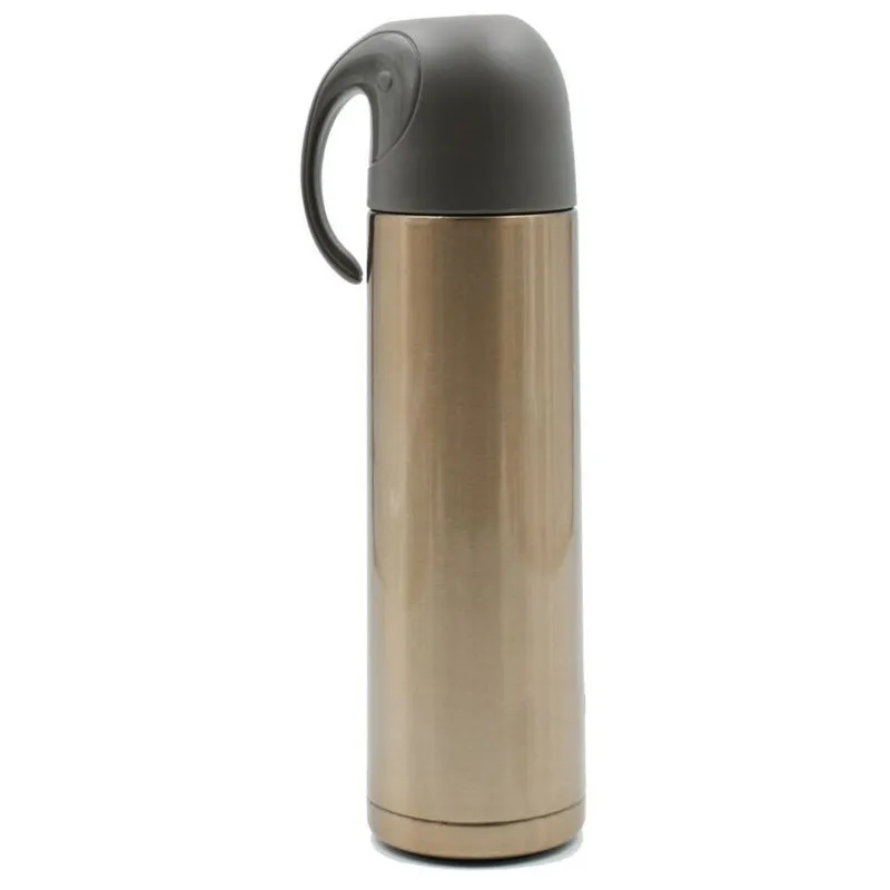 Youp Thermosteel Insulated Gold Color Water Bottle with handle containing cup cap - 500 ml