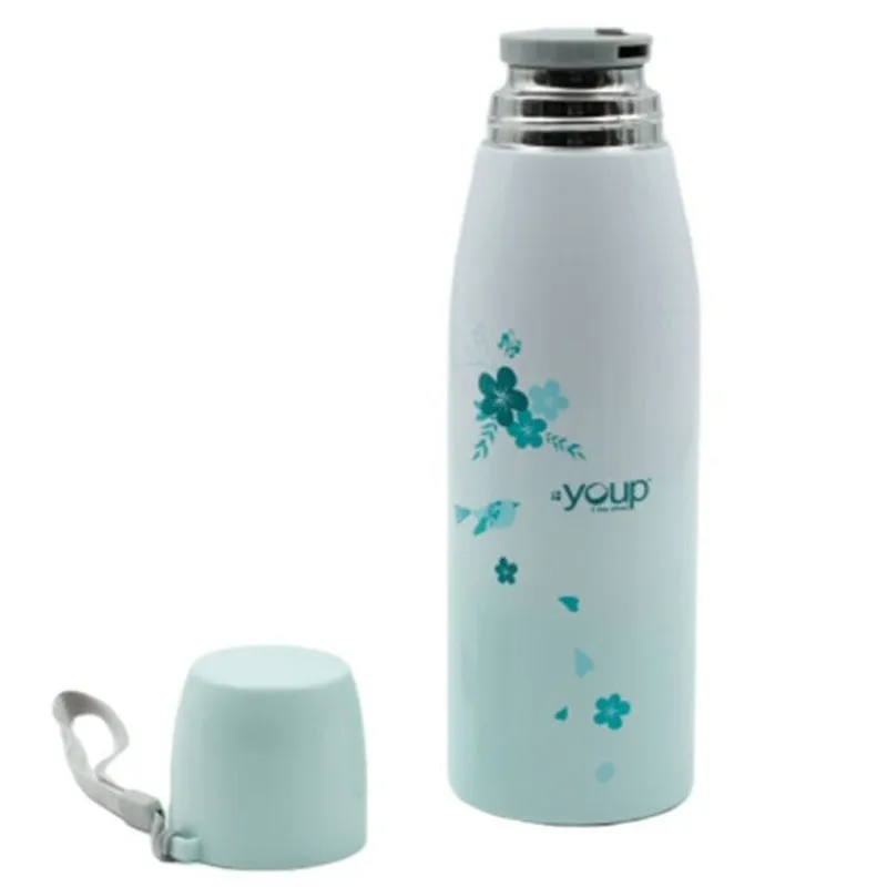 Youp Thermosteel Insulated Sea Green Color Water Bottle with cup cap - 500 ml